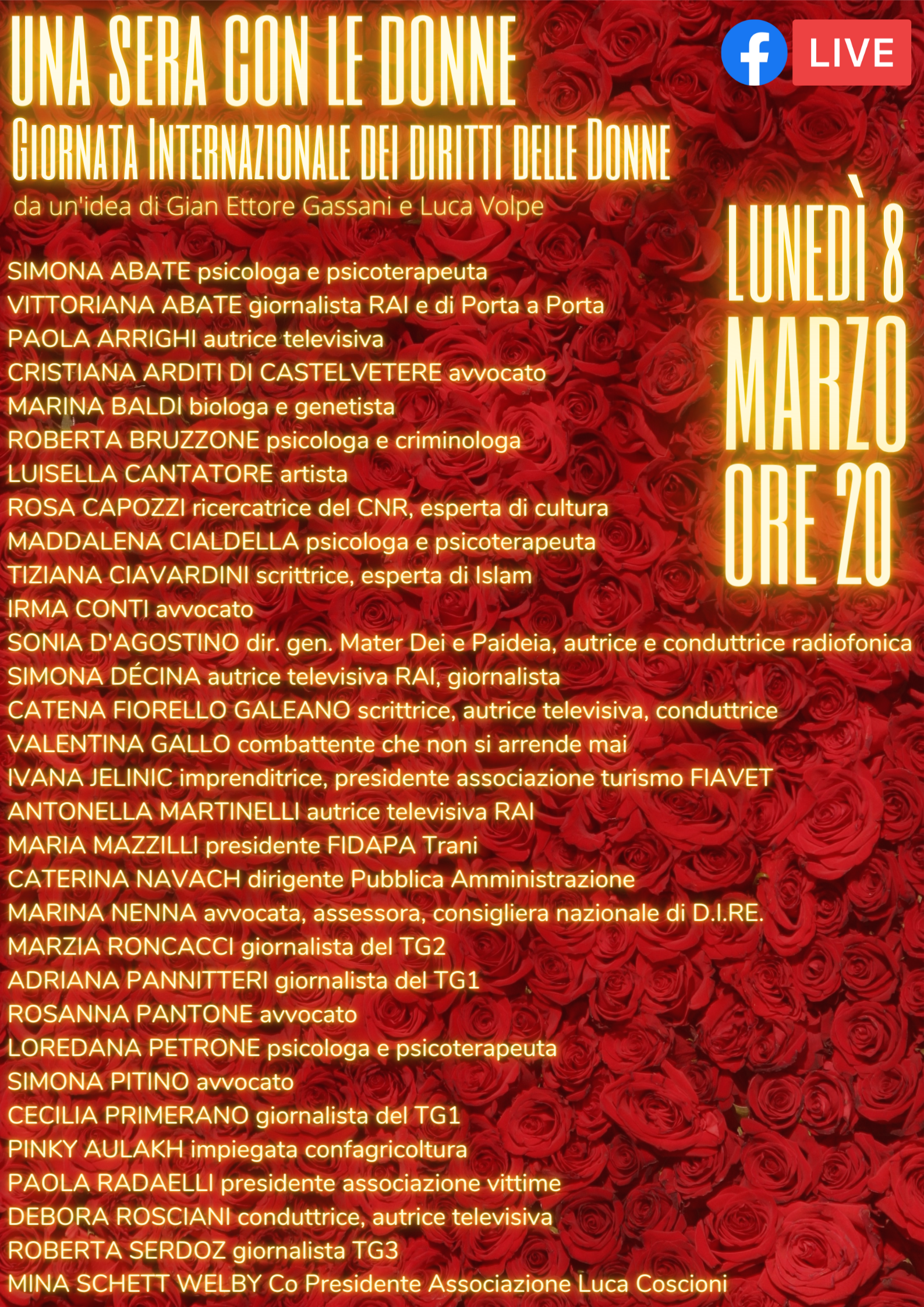 UNA SERA CON LE DONNE 8 marzo 2021